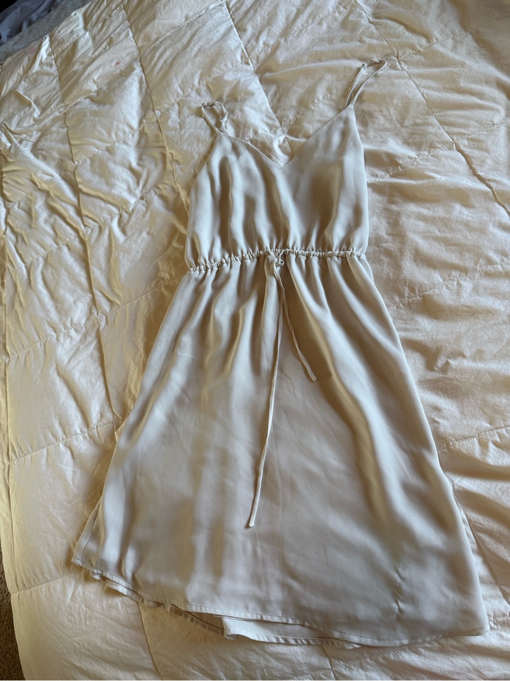 Babaton Light Cream Spaghetti-Strap Midi Dress